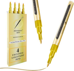 4 Gold Paint Pen Fine Tip | Set 4 Gold Acrylic Paint Pen | Extra Fine Tip 0,7Mm