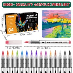 84 Colors Acrylic Paint Markers,Soft Brush Tip Paint Pens with Automatic Ink …