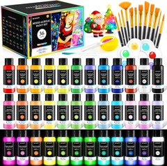 40 PCS Pastel Acrylic Paint Set with 12 Brushes, 2 Knives & Palette, 24 Colors (