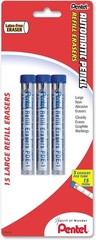 Pack of 15 Non-Abrasive Quicker Clicker Eraser Refills for Mechanical Pencils