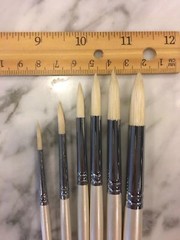 XDT#767-2 Round Tip Art Brush 6Pc #1#3#5#7#9#11 Hog Acrylic Oil Watercolor