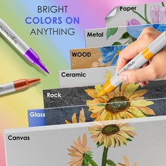 80 Colors Dual Tip Acrylic Paint Markers, Fabric Markers, Brush Tip Permanent…