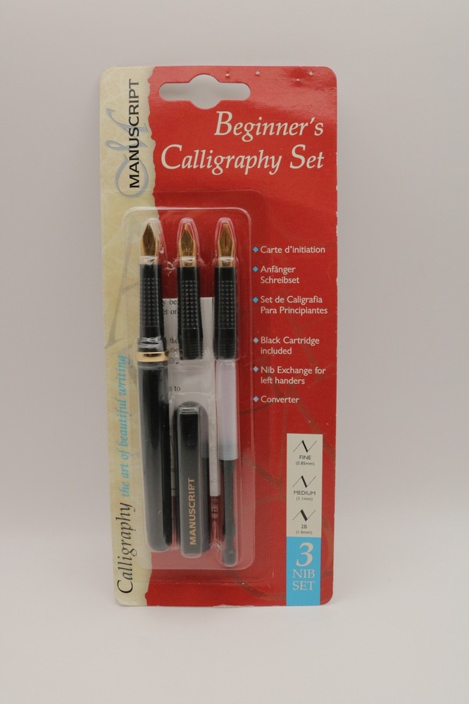 Manuscript Beginner’s Calligraphy Set 3 Nib Fountain Pen Fine Medium 2B New