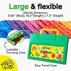 Drawing Stencil Kit for Kids, 60 PC Art Set with 370+ Shapes, Sketch Pad, Green