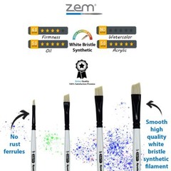 AS-231 White Bristle Synthetic Angles Brush Set 4 pcs