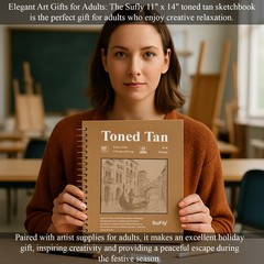 Toned Paper Sketch Book, 11×14 Inches, 60 Sheets – 90lb/150gsm Toned Tan Pape…