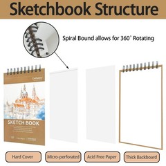 5.5″ x 8.5″ Small Sketch Book, Top Spiral Bound Sketch Pad, 100 Sheets Each 6…