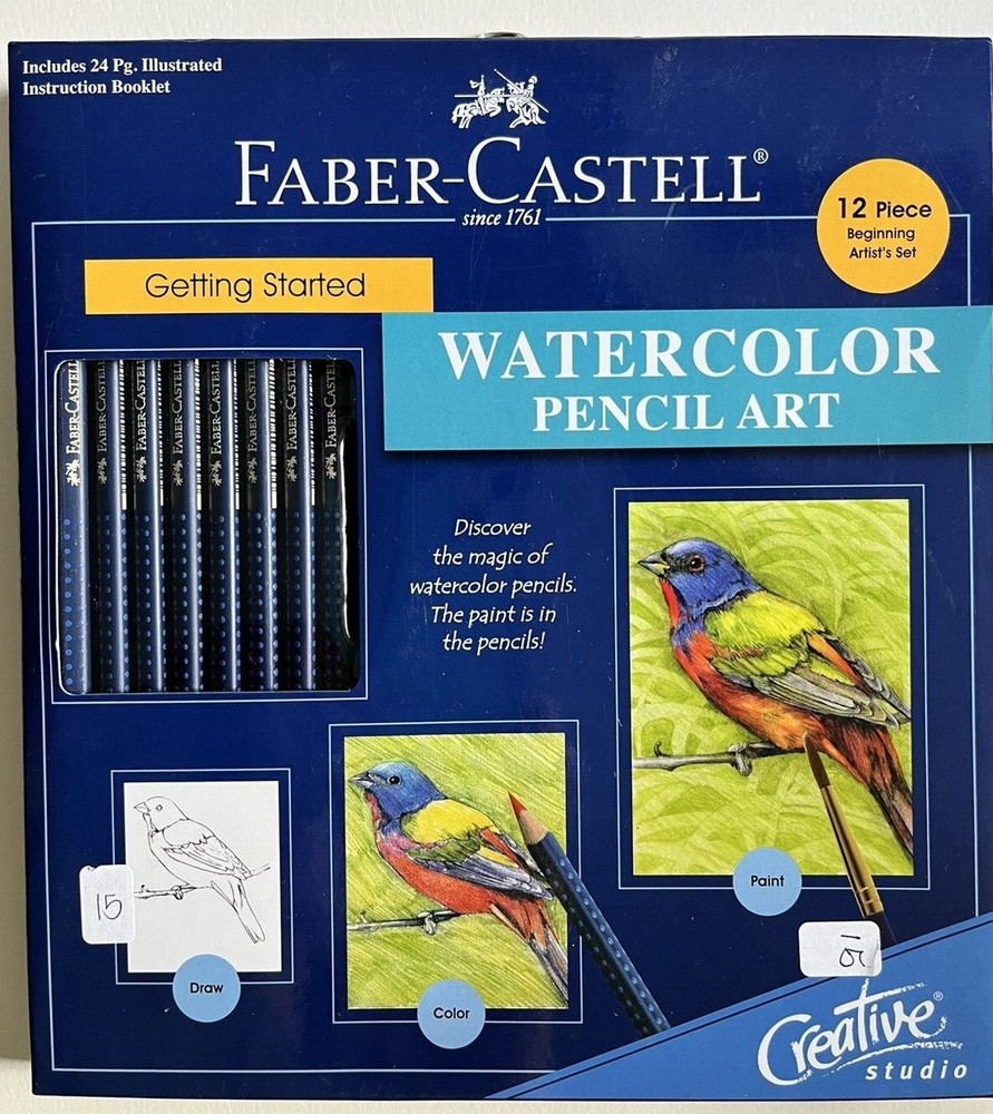 FABER-CASTELL Watercolor Pencil Art Kit 12 Pc Beginning Set New #800094