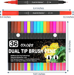 36 Colors Dual Brush Marker Pens, Marker Set, Artist Fine and Brush Tip Markers
