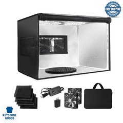 Portable Airbrush Spray Booth with LED Lights & Turntable