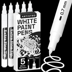 ARTISTRO 5 White Paint Pen for Glass Marking, Rock Painting, Ceramic, Wood, Tire
