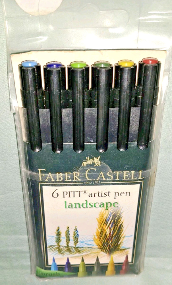 NOS Faber Castell set of 6 PITT brush tip artist pens, Landscape – 16 71 05