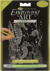 Royal Brush Silver Foil Engraving Art Mini Kit 5″X7″-Sea Horses (6Pk)