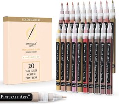Pinturale Arts® Acrylic Paint Markers Skin Tone | Set 20 Skin Tone Paint Markers