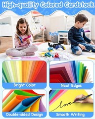 252 PCS 8.5×11 Inch Colored Cardstock 50 Assorted Colors 200gsm Thick Paper