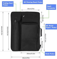 Art Portfolio Case 19 x 25,Drawing With Backpack 19×25, Black