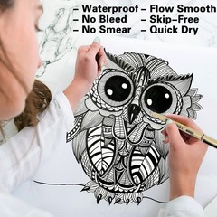 Muchcute Micro Fineliner Drawing Art Pens: 12 Black Fine Line Waterproof Ink …