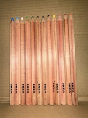 Lot of 12 Used Ikea Colored Pencils Thick
