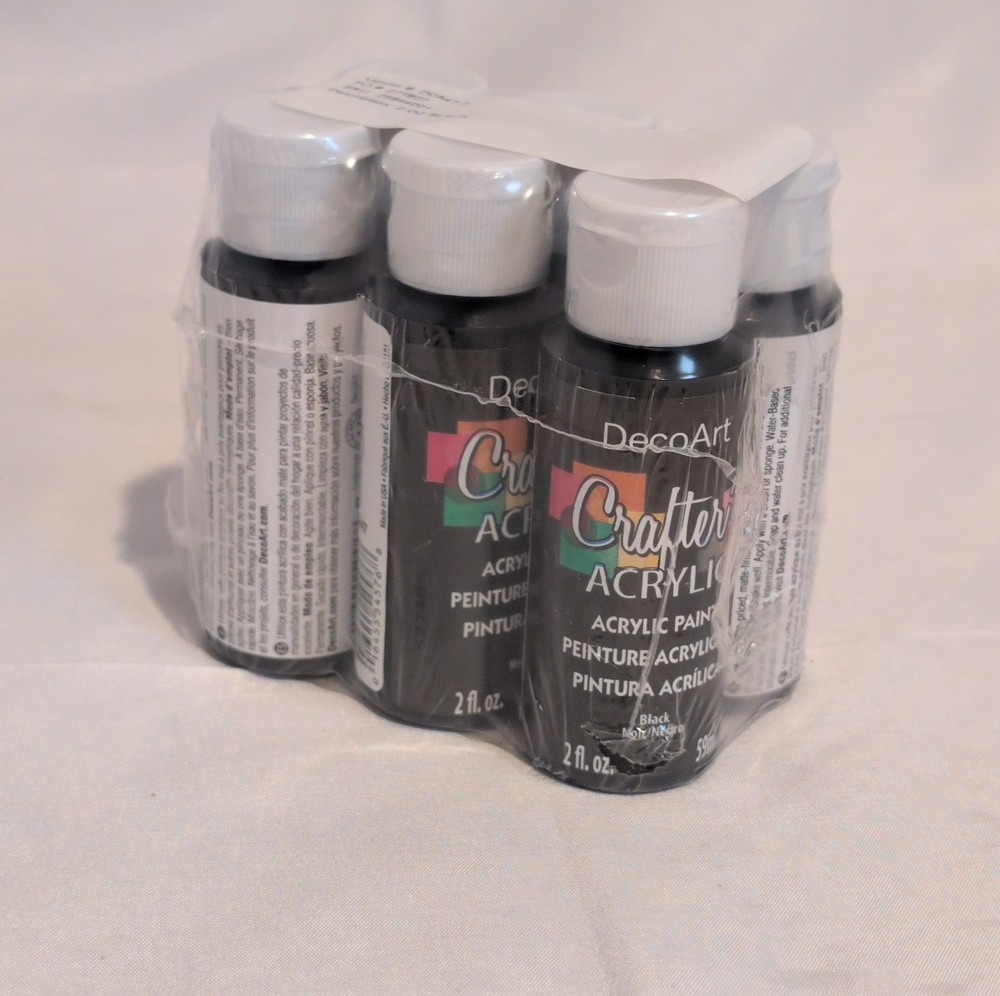 Lot Of 6 DecoArt Acrylic Paint Black 59ml Matte Water-Based Non-Tox Craft Paint
