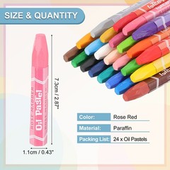 Rose Red Oil Pastels, 24Pcs Soft Oil Crayons