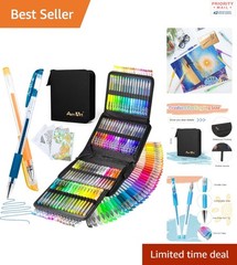 100 Colors Glitter Gel Pens Medium Point with Case for Adult Art and Journaling
