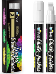White Liquid Chalk Markers – 2 Pack Jumbo Chalk Pens with 10Mm 3 in 1 Nib Wide T