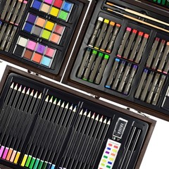 145 Piece Deluxe Art Set, Wooden Box & Drawing Kit with Crayons, Oil Pastels,…