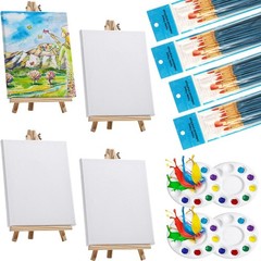 52 Pcs Paint Set Includes 4 Pcs 8 x 10 Inch Canvases 4 Pcs 7 x 9.5 Inches Woo…