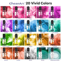 Alcohol Ink Set 24 Vibrant Colors Resin Dye High Concentrated Fast Drying Alcoho