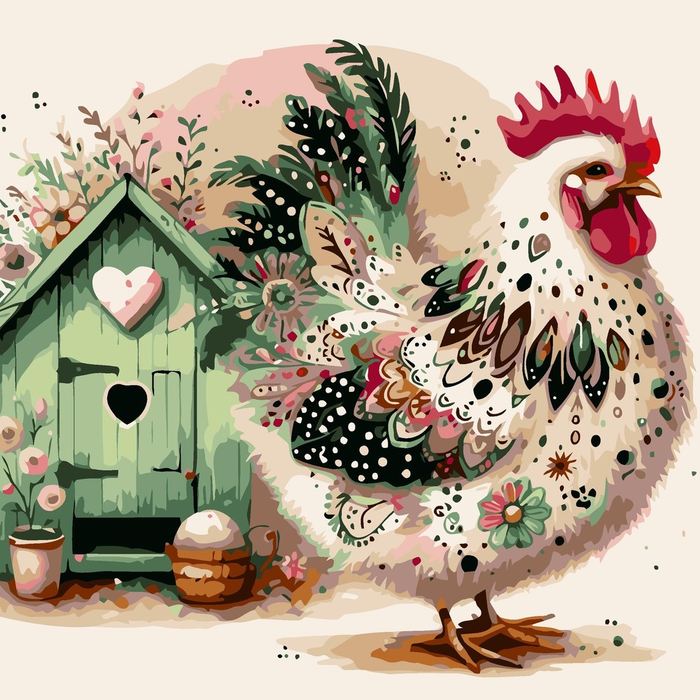 Chicken Paint By Numbers Kit For Adults DIY Wall Art Decoration Gift Kit