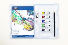 Assorted Art Supplies, Various paints, pastels, brushes; includes portable easel