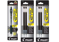 Pilot G2 Retractable Gel Pen 0.5mm Black w/ 2 Refills Office School Home
