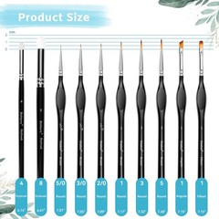 10PCS Detail Paint Brushes Drybrush Set – Precision Round, Filbert Angular B…
