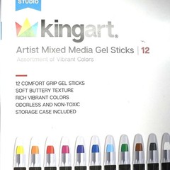 Kingart Artist Mixed Media Gel Sticks Set of 12 Vibrant Colors Open Box Unused