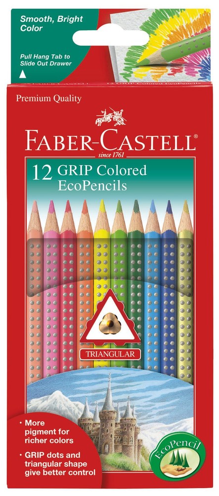 Faber Castell Grip Eco Colored Pencils Set of 12 Ergonomic Multi Color Pencils