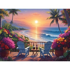 Beach Paint by Numbers Kit for Adults, Sunset Paint by Numbers for Beginner, DI