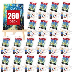 AROIC 260 Pack Easel and Canvas Sets with 20 Wood Easels,200 Brushes,20 Canva…