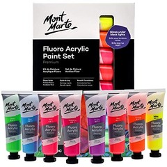 Fluoro Acrylic Paint Set, 8 x 1.02oz (36ml) Tubes, 8 1.22 Fl Oz (Pack of 8)