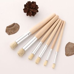 Wooden Stencil Paint Brushes Set Round Bristle Hair Paintbrush Easy to A5P2