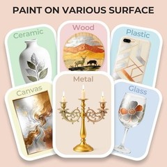 Acrylic Paint Metallic 6 Colors Gold Silver Copper Brass Bronze 24oz Non Toxic