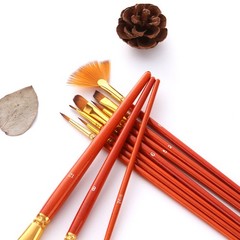 10Pcs Orange Nylon Brush Set with Synthetic Fibers for Even Paint Application