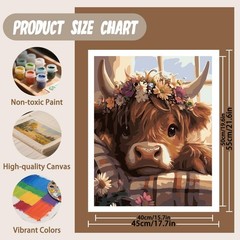 Paint by Numbers Kit for Adults, Cow Paint by Number for Adults, Highland Cow Be