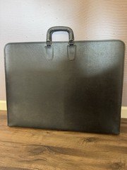 Vintage Oversized Black Zip Around Portfolio Art Blueprint Retro 27×20″