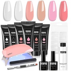 Poly Gel Nail Kit, Poly Nail Gel Kit with UV Lamp for Beginners with Everything,