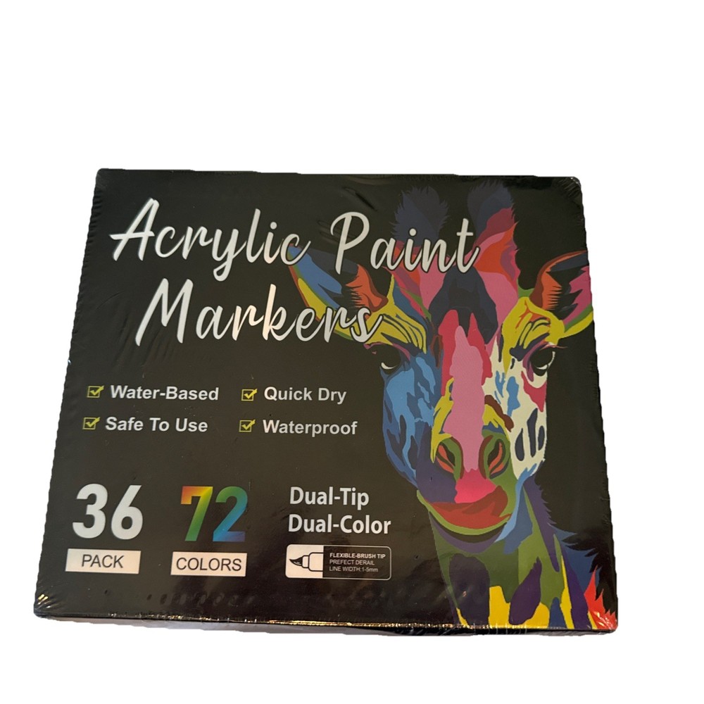New 36 Acrylic Paint Markers Double Tip For Sketching & Drawing 72 colors Art