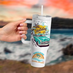 2 Pack 40 OZ Sublimation Tumblers with Handle White Blanks Stainless Steel Cu…