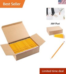 320 Count Pre-Sharpened HB Pencils, Yellow, Ideal for Drawing & Writing