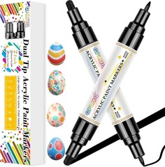 Paint Markers Paint Pens – 2 Pack Dual Tip Acrylic Permanent Marker (0.7Mm & 3Mm