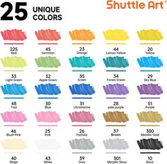 Acrylic Paint Markers 25 Colors Dual Tip, Brush Tip and Fine Tip Acrylic Paint
