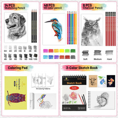 80Pcs Drawing Kit Sketching Set Art Sketch Supplies Coloring Pencils Kit 48 Colo